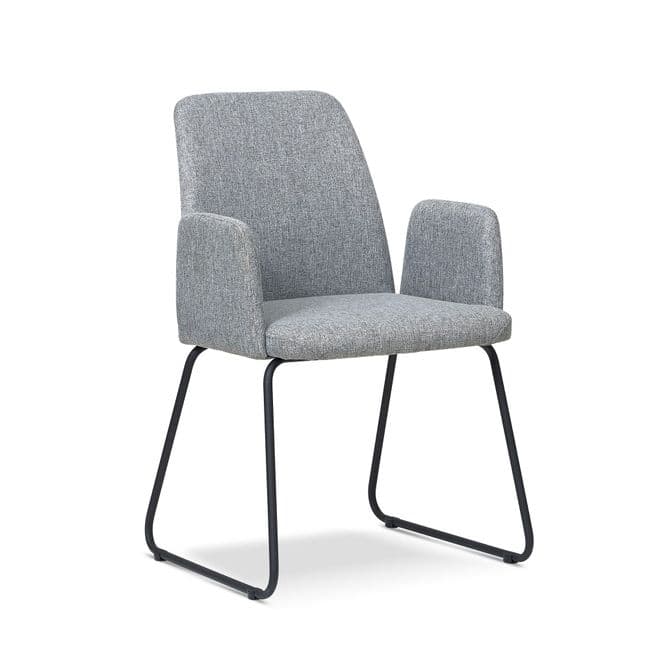 x2 Grey Upholstered Contemporary armcahir with Metal Legs