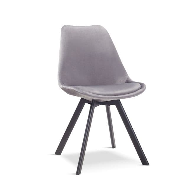 x4 Mmilo Velvet Tulip style Dining Chair-Light Grey